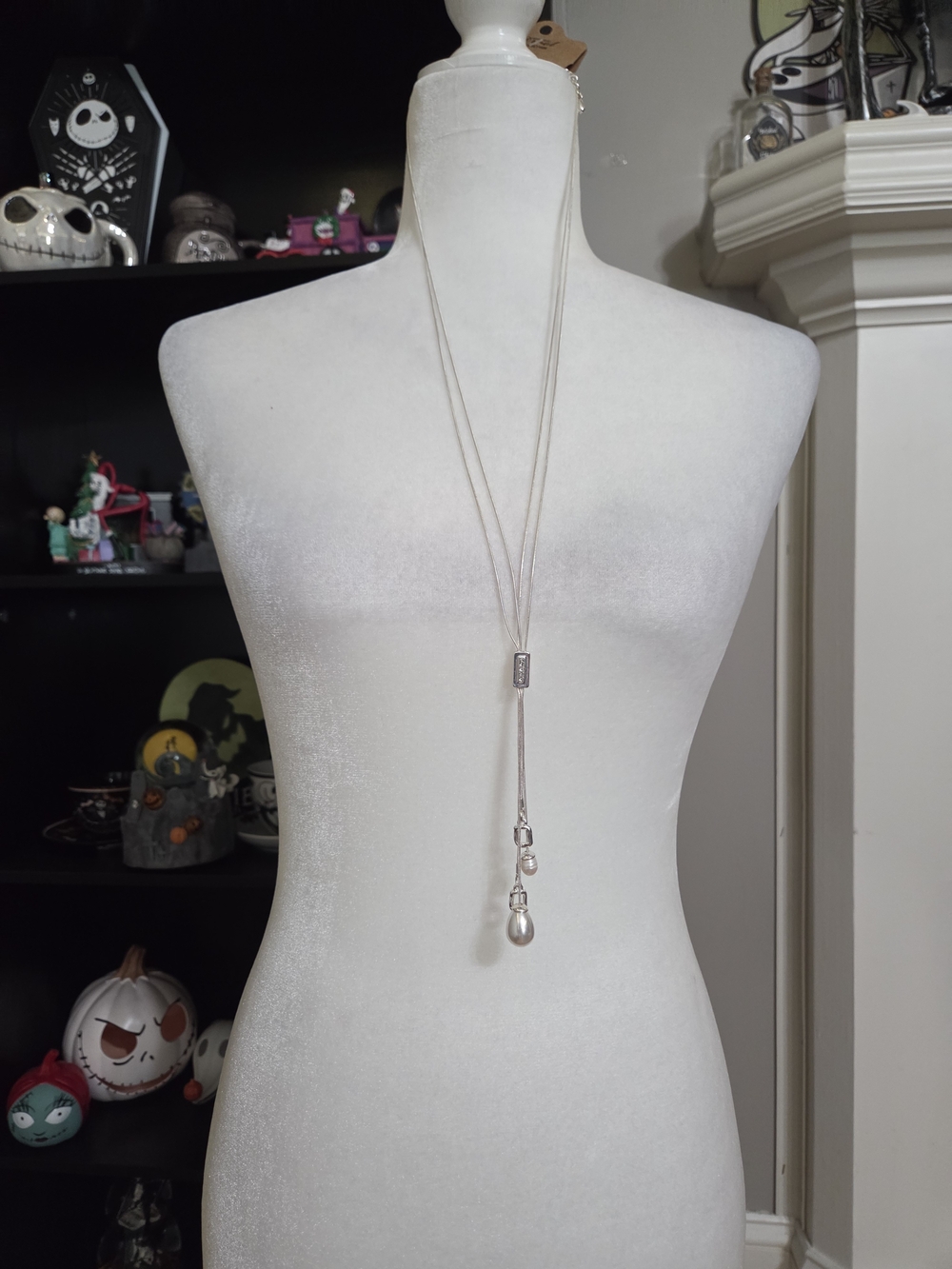 Silver Pearl Drop Necklace